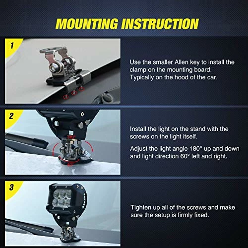 Best Pirce ???? LED Light Bar Mounting Bracket, Nilight 2PCS Universal Adjustable Pillar Hood Led Work Light Mount Bracket Clamp Holder For Off Road Jeep Truck SUV Installing Without Drilling, 2 Years Warranty ✔️ 8 Best Pirce ???? LED Light Bar Mounting Bracket, Nilight 2PCS Universal Adjustable Pillar Hood Led Work Light Mount Bracket Clamp Holder For Off Road Jeep Truck SUV Installing Without Drilling, 2 Years Warranty ✔️ - Image 6