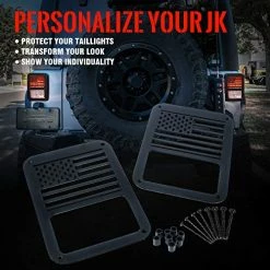 Promo ???? Xprite Aluminum Alloy “American US Flag” Tail Light Covers Guards Protectors Compatible With 2007-2018 Jeep Wrangler JK Unlimited Accessories -Pair ❤️
