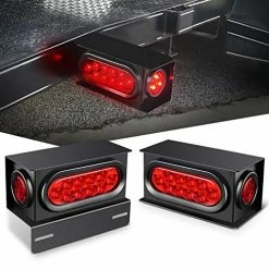 Cheapest ???? TL-34 2PCS Steel Trailer Light Boxes Housing Kit W/6Inch Oval Red LED Trailer Tail Lights 2 Inch Round Red LED Side Marker Lights W/Grommet Plugs Wire Connectors, 2 Years Warranty Red Side Lights ????