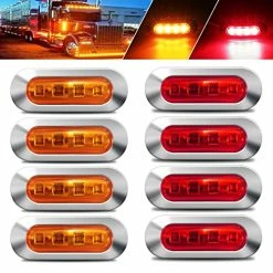 Wholesale ???? 8PCS 12-24V 4 LED Side Marker Indicator Lights Side Front Rear Tail Clearance Lamp Marker Light Trailer Lights With Chrome Bezel For Trailer Truck Boat Deck RV Camper (4PCS Amber+4PCS Red ) 20pcs Red+20pcs Amber+10pcs White ????
