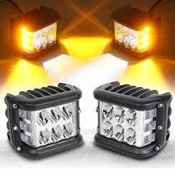 Wholesale ???? Side Shooter, OVOTOR LED Pods Light 4 Inch Off Road Dual Side Yellow DRL With Flash Strobe Function Driving Flood Spot Cube Work Light Bar For Jeep Truck ATV Boat Red ????