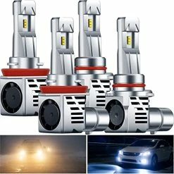 Flash Sale ???? Pack Of 4 H11 9005 LED Headlight Bulbs Combo, 6500K Cool White 24000LM Wireless Headlight LED Bulbs, H11/H9/H8 9005/HB3 Automotive Headlight Bulbs For Auto Replacement High Low Beam (9005, H11 Style) ????