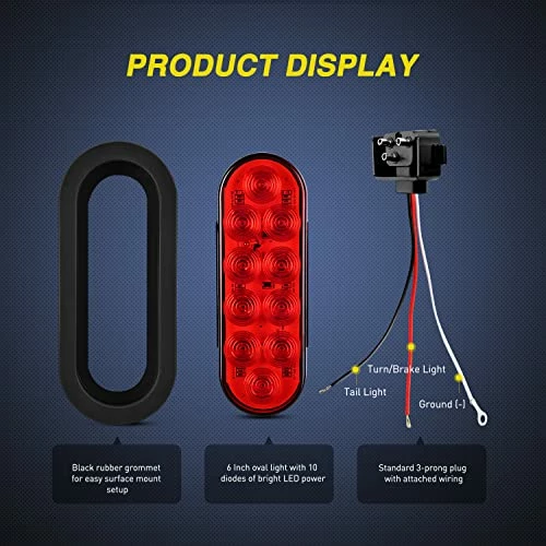 Cheapest ???? TL-01 6" Oval Red LED Tail 2PCS W/Surface Mount Grommets Plugs IP65 Waterproof Stop Brake Turn Trailer Lights For RV Truck Jeep, 2 Years Warranty ⭐ 6 Cheapest ???? TL-01 6" Oval Red LED Tail 2PCS W/Surface Mount Grommets Plugs IP65 Waterproof Stop Brake Turn Trailer Lights For RV Truck Jeep, 2 Years Warranty ⭐ - Image 4