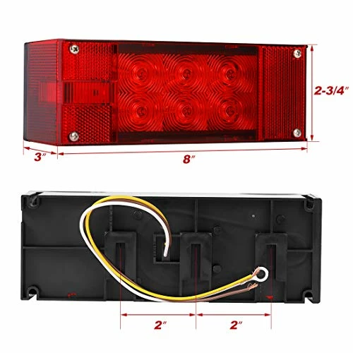 Promo ???? 2PCS 12V LED Submersible Low Profile Rectangular Trailer Lights, Tail Stop Turn Running Lights Kit, Sealed For Boat Trailer Truck Marine ⭐ 4 Promo ???? 2PCS 12V LED Submersible Low Profile Rectangular Trailer Lights, Tail Stop Turn Running Lights Kit, Sealed For Boat Trailer Truck Marine ⭐ - Image 2