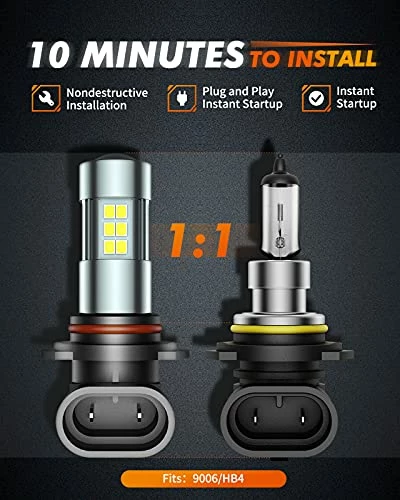 Best reviews of ???? 9006/HB4 LED Fog Light Bulbs, 6000K Xenon White, 27 SMD Chips, 360-degree Illumination, Non-polarity, Pack Of 2 ???? 7 Best reviews of ???? 9006/HB4 LED Fog Light Bulbs, 6000K Xenon White, 27 SMD Chips, 360-degree Illumination, Non-polarity, Pack Of 2 ???? - Image 5