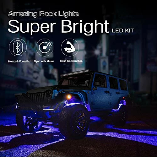 Best Pirce ???? 2nd-Gen RGB LED Rock Lights With Bluetooth Controller, Timing Function, Music Mode - 8 Pods Multicolor Neon LED Light Kit ???? 7 Best Pirce ???? 2nd-Gen RGB LED Rock Lights With Bluetooth Controller, Timing Function, Music Mode - 8 Pods Multicolor Neon LED Light Kit ???? - Image 5