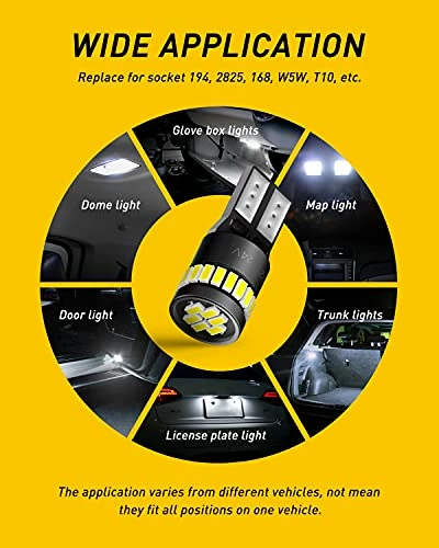 Best Sale ???? 194 LED Bulbs 168 175 2825 W5W T10 24-SMD 3014 Chipsets 6000K White For Car Dome Map Door Dash Instrument Courtesy License Plate Lights Pack Of 2 Brilliant Red ???? 5 Best Sale ???? 194 LED Bulbs 168 175 2825 W5W T10 24-SMD 3014 Chipsets 6000K White For Car Dome Map Door Dash Instrument Courtesy License Plate Lights Pack Of 2 Brilliant Red ???? - Image 3