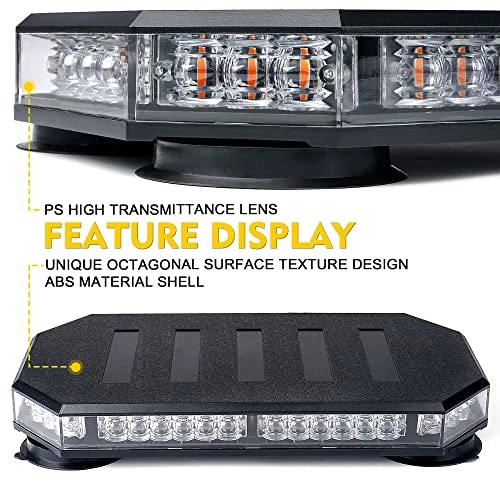 Discount ???? 42 LED Roof Top Strobe Beacon Light Bar, High Bright Hazard Warning Flashing Plow Light With Synchronous Controller For Construction Vehicles, Tow Trucks, Postal Cars, Snowplow (Amber/White) ✔️ 5 Discount ???? 42 LED Roof Top Strobe Beacon Light Bar, High Bright Hazard Warning Flashing Plow Light With Synchronous Controller For Construction Vehicles, Tow Trucks, Postal Cars, Snowplow (Amber/White) ✔️ - Image 3