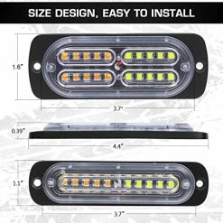Brand new ???? 8pcs Ultra Slim Sync Feature Car Truck Surface Mount Emergency Hazard Warning Strobe Light With Strobe Controller And Wiring Harness (Amber & White) ???? -Govee-shop 51dAL8kcVdL