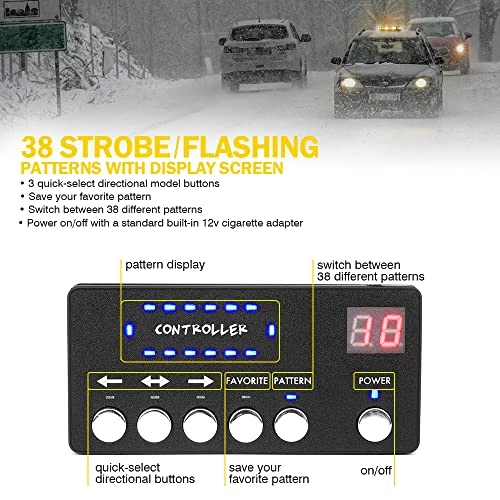 Best Pirce ???? LED Rooftop Strobe Beacon Lights Bar, Magnetic Mount Emergency Traffic Security Warning Caution Flashing Plow Light, For Construction Vehicles Tow Trucks Snowplow Postal Cars - White Amb ???? 6 Best Pirce ???? LED Rooftop Strobe Beacon Lights Bar, Magnetic Mount Emergency Traffic Security Warning Caution Flashing Plow Light, For Construction Vehicles Tow Trucks Snowplow Postal Cars - White Amb ???? - Image 4