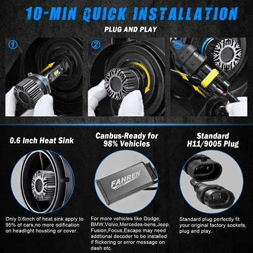 Top 10 ???? Ursprung H11/H9/H8 Low Beam 9005/HB3 High Beam LED Headlight Bulbs Combo, 28000 Lumens 6500K Cool White Super Bright LED Headlights Conversion Kits IP68 Waterproof, Pack Of 4 ???? 5 Top 10 ???? Ursprung H11/H9/H8 Low Beam 9005/HB3 High Beam LED Headlight Bulbs Combo, 28000 Lumens 6500K Cool White Super Bright LED Headlights Conversion Kits IP68 Waterproof, Pack Of 4 ???? - Image 4