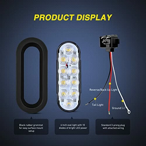Flash Sale ???? TL-09 6 Inch Oval White LED Trailer Tail Lights 2PCS 10 LED W/Flush Mount Grommets Plugs IP67 Waterproof Reverse/Back Up Trailer Lights For RV Truck Jeep, 2 Years Warranty ???? 7 Flash Sale ???? TL-09 6 Inch Oval White LED Trailer Tail Lights 2PCS 10 LED W/Flush Mount Grommets Plugs IP67 Waterproof Reverse/Back Up Trailer Lights For RV Truck Jeep, 2 Years Warranty ???? - Image 5