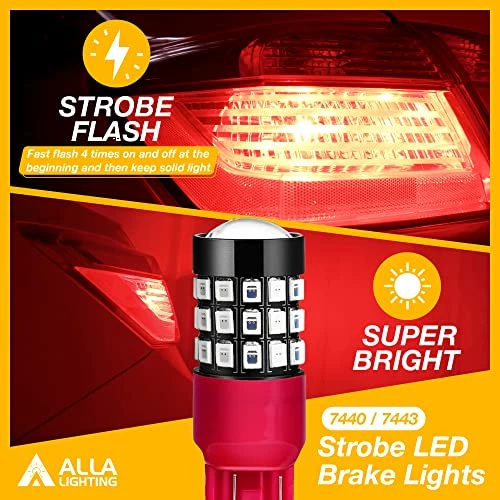 Best Pirce ???? Upgraded Version 7440 7443 LED Strobe Brake Lights Bulbs, Pure Red Flashing W21W T20 Wedge 7440LL 7443LL 7443-SRCK, 7443-CK 7440ST W21W 12V Stop Lights 2835 SMD For Cars, Trucks ???? 4 Best Pirce ???? Upgraded Version 7440 7443 LED Strobe Brake Lights Bulbs, Pure Red Flashing W21W T20 Wedge 7440LL 7443LL 7443-SRCK, 7443-CK 7440ST W21W 12V Stop Lights 2835 SMD For Cars, Trucks ???? - Image 2