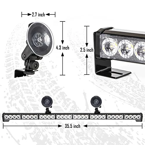New ???? Traffic Advisor Light Bar 35.5 Inch 13 Flash Patterns 32 Led Warning Emergency Strobe Light Bar Directional Flashing Led Safety Lights With Cigar Lighter (35.5 Inch, Yellow/White) ⌛ 7 New ???? Traffic Advisor Light Bar 35.5 Inch 13 Flash Patterns 32 Led Warning Emergency Strobe Light Bar Directional Flashing Led Safety Lights With Cigar Lighter (35.5 Inch, Yellow/White) ⌛ - Image 5