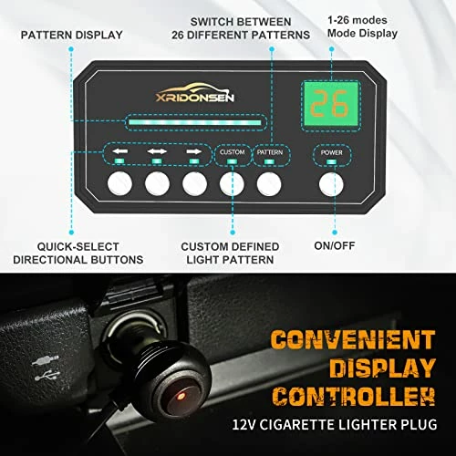 Outlet ???? Emergency Dash Strobe Lights Safety Flashing Warning Hazard Interior Front/Rear Windshield Deck Split Light Bar W/ Suction Cups For Construction Vehicles Trucks (2x14 Inch, Amber White) Red ???? 6 Outlet ???? Emergency Dash Strobe Lights Safety Flashing Warning Hazard Interior Front/Rear Windshield Deck Split Light Bar W/ Suction Cups For Construction Vehicles Trucks (2x14 Inch, Amber White) Red ???? - Image 4
