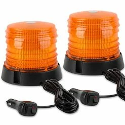 New ???? 2pcs LED Warning Flash Beacon Lights, 60 LED Amber Warning Safety Flashing Strobe Lights With Magnetic And 16 Ft Straight Cord For Vehicle Truck Tractor Golf Carts UTV Car Bus,12V-24V ⭐