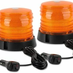 New ???? 2pcs LED Warning Flash Beacon Lights, 60 LED Amber Warning Safety Flashing Strobe Lights With Magnetic And 16 Ft Straight Cord For Vehicle Truck Tractor Golf Carts UTV Car Bus,12V-24V ⭐ -Govee-shop 51ij56A6ySL. AC