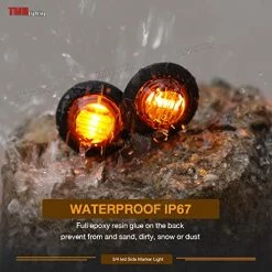 Hot Sale ???? 50 Pcs 3/4 Inch Amber 3 LED Mini Round Miniature Side Marker Lights Universal For Trucks Lorry Boat Pickup Bus RV Waterproof Sealed Bulbs 12V DC ???? -Govee-shop 51jFJhJ8jgL