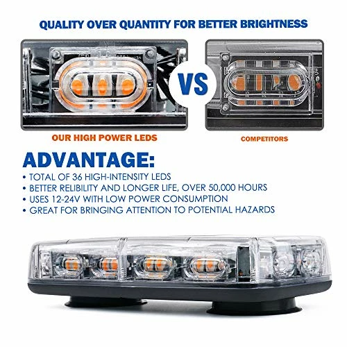 Cheap ???? Amber LED Rooftop 12" Mini Emergency Strobe Lights Bar, 15 Flashing Modes Hazard Warning Caution Beacon Light Magnetic Base For Safety Tow Truck Construction Vehicles Postal Cars Snow Plow ???? 4 Cheap ???? Amber LED Rooftop 12" Mini Emergency Strobe Lights Bar, 15 Flashing Modes Hazard Warning Caution Beacon Light Magnetic Base For Safety Tow Truck Construction Vehicles Postal Cars Snow Plow ???? - Image 2