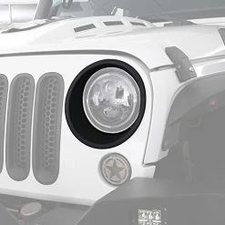 Coupon ⌛ Hooke Road Matte Black Headlight Bezels Headlight Cover Trim For 2007-2015 Jeep Wrangler JK & Wrangler Unlimited ❤️