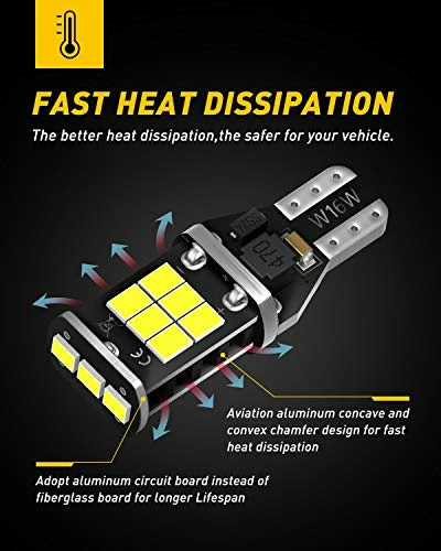 New ???? 912 921 LED Bulb For Backup Light Reverse Lights High Power 2835 15-SMD Chipsets Error Free T15 906 922 W16W Bulbs, 6000K White (Upgraded, Pack Of 2) ???? 7 New ???? 912 921 LED Bulb For Backup Light Reverse Lights High Power 2835 15-SMD Chipsets Error Free T15 906 922 W16W Bulbs, 6000K White (Upgraded, Pack Of 2) ???? - Image 5
