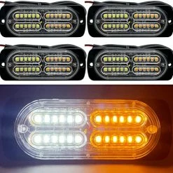 Buy ❤️ 12-24V 24-LED Super Bright LED Emergency Strobe Lights Warning For Cars Trucks Vehicle SUV Van Caution Hazard Construction Waterproof Amber Strobe Bar With 32 Different Flashing- 4PCS (White Amber) ???? -Govee-shop 51lF1kj7gzL. AC