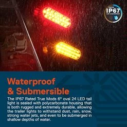 New ???? 2pc 6" Red Oval LED Trailer Tail Light Kit [DOT FMVSS 108] [SAE STIP] [24 LED] [Grommet & Plug Included] [IP67 Waterproof] [Stop Turn Tail] Trailer Brake Lights For Boat Trailer RV Trucks ⌛ -Govee-shop 51mFLLTKrfL