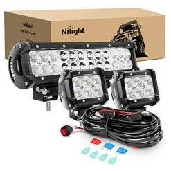 Cheapest ✨ ZH016 12 Inch 72W Spot Combo Bar 2PCS 4 Inch 18W Flood LED Fog Lights With Off Road Wiring Harness- 2 Leads, 2 Years Warranty , White ????