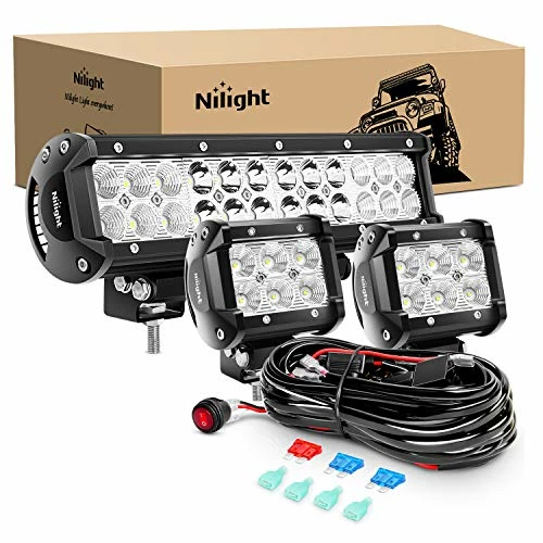 Cheapest ✨ ZH016 12 Inch 72W Spot Combo Bar 2PCS 4 Inch 18W Flood LED Fog Lights With Off Road Wiring Harness- 2 Leads, 2 Years Warranty , White ???? 3 Cheapest ✨ ZH016 12 Inch 72W Spot Combo Bar 2PCS 4 Inch 18W Flood LED Fog Lights With Off Road Wiring Harness- 2 Leads, 2 Years Warranty , White ????