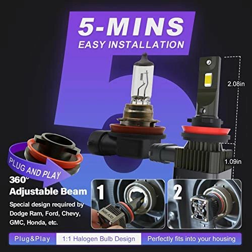 Budget ???? Ikari 2022 HyperStar H11/H8/H9 20000LM Wireless LED Bulbs, 32W Acme-X LED Equivalent To 150W Ordinary LED, Wider Driving Vision, Halogen Upgrade Replacement, 6000K White IP68, H16 Foglight ???? 7 Budget ???? Ikari 2022 HyperStar H11/H8/H9 20000LM Wireless LED Bulbs, 32W Acme-X LED Equivalent To 150W Ordinary LED, Wider Driving Vision, Halogen Upgrade Replacement, 6000K White IP68, H16 Foglight ???? - Image 5