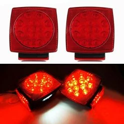 Best reviews of ???? IP68 Waterproof Square Trailer Lights Kit, Brake Stop Tail Running License Plate LED Light Lamp For 12V Camper Truck RV Boat Snowmobile Marine Under 80", DOT Compliant Black ????