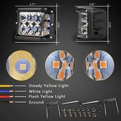 Flash Sale ???? Side Shooter Pod Lights 4 Inch Dual Side Yellow Strobe LED Cube Lights For Farm Tractor Plow Truck ATV UTV 4x4 Blue Side Shooter Lights ✨ -Govee-shop 51p5LBOqxKL