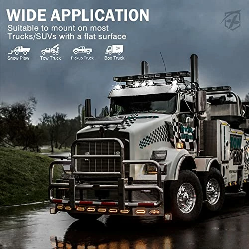 Top 10 ???? White LED Cab Roof Top Clearance Light Assembly, Black Smoke Lens Marker Running Lamps Compatible With Pickup Trucks Ford F150 Dodge Ram GMC Vans Lorry SUV POV Vehicle, Newest Version 5 PCS Amber - Oval ❤️ 5 Top 10 ???? White LED Cab Roof Top Clearance Light Assembly, Black Smoke Lens Marker Running Lamps Compatible With Pickup Trucks Ford F150 Dodge Ram GMC Vans Lorry SUV POV Vehicle, Newest Version 5 PCS Amber - Oval ❤️ - Image 3