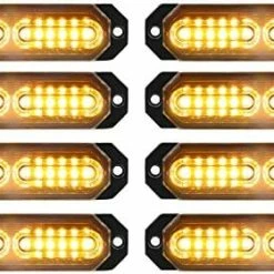 Deals ❤️ 8pcs Sync Feature Ultra Slim 12-LED Surface Mount Flashing Strobe Lights For Truck Car Vehicle LED Mini Grille Light Head Emergency Beacon Hazard Warning Lights (Amber/White) ???? -Govee-shop 51rJBtqOAqL. AC