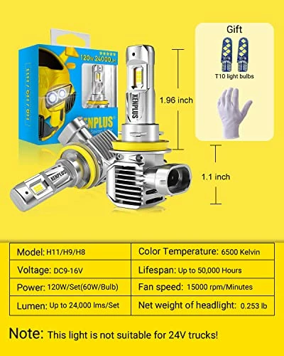 Best Sale ✔️ H11 LED Headlight Bulbs,2023 New Upgraded 120W 24000LM Per Set,700% Brighter,6500K Cool White IP68 Waterproof H11/H9/H8 LED Headlights Conversion Kit Plug And Play,Pack Of 2 (H11/H9/H8) ???? 7 Best Sale ✔️ H11 LED Headlight Bulbs,2023 New Upgraded 120W 24000LM Per Set,700% Brighter,6500K Cool White IP68 Waterproof H11/H9/H8 LED Headlights Conversion Kit Plug And Play,Pack Of 2 (H11/H9/H8) ???? - Image 5