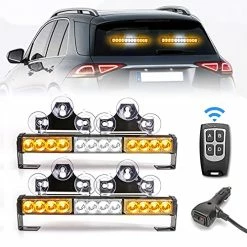 Outlet ⭐ 2 In 1 Emergency Traffic Advisor Strobe Lights Bar For Vehicles Trucks Amber And White 23 Flash Patterns 2pcs 12.8 Inch Safety Warning Lights Wireless Remote Control ????