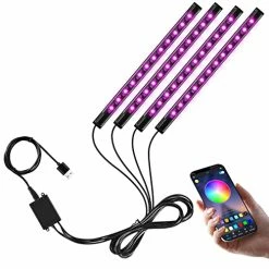 Budget ???? Car Led Lights, Car Accessories Gifts For ???? Women Men, APP Control Inside Car Lihgt With USB Port, Music Sync Color Change, RGB Led Lights For Cars Interior, 4 Pcs 48 Led Strip Light ????