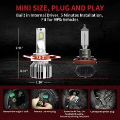 Budget ???? 9005/HB3 H11/H8/H9 LED Bulbs Combo 2022, Plug-and-Play Replacement Bulbs 6000K Cool White, Super Bright With Fan , Pack Of 4 ???? -Govee-shop 51tyPHQHZNL