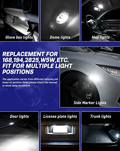 Best Pirce ???? 194 LED Bulb, License Plate Light 300% High Brightness T10 168 2825 W5W LED Bulbs For Dome Map Door Courtesy Interior Car Lights 6500K White, Pack Of 2 ???? 7 Best Pirce ???? 194 LED Bulb, License Plate Light 300% High Brightness T10 168 2825 W5W LED Bulbs For Dome Map Door Courtesy Interior Car Lights 6500K White, Pack Of 2 ???? - Image 5