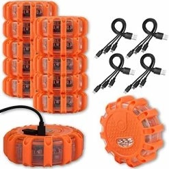 Promo ???? USB Rechargeable LED Road Flares Emergency Lights-Roadside Warning Car Safety Beacon Flashing Disc Flare Kit With Magnetic Base For Vehicles & Boat | 3 Beacon Disc Pack ???? -Govee-shop 51uoemY8b6L. AC