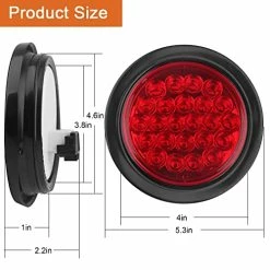 Promo ???? 4Pcs 4 Inch Round LED Trailer Tail Lights Red 24 LED Waterproof, 4 Inch Round Led Stop Turn Brake Tail Lights Flush Mount For Trucks RV Include Lights Grommets 3-Prong Wire Pigtails 12V Sealed ⭐ -Govee-shop 51uu9l7pIsL