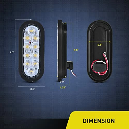 Flash Sale ???? TL-09 6 Inch Oval White LED Trailer Tail Lights 2PCS 10 LED W/Flush Mount Grommets Plugs IP67 Waterproof Reverse/Back Up Trailer Lights For RV Truck Jeep, 2 Years Warranty ???? 4 Flash Sale ???? TL-09 6 Inch Oval White LED Trailer Tail Lights 2PCS 10 LED W/Flush Mount Grommets Plugs IP67 Waterproof Reverse/Back Up Trailer Lights For RV Truck Jeep, 2 Years Warranty ???? - Image 2