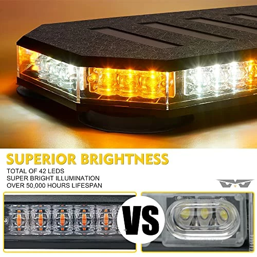 Discount ???? 42 LED Roof Top Strobe Beacon Light Bar, High Bright Hazard Warning Flashing Plow Light With Synchronous Controller For Construction Vehicles, Tow Trucks, Postal Cars, Snowplow (Amber/White) ✔️ 4 Discount ???? 42 LED Roof Top Strobe Beacon Light Bar, High Bright Hazard Warning Flashing Plow Light With Synchronous Controller For Construction Vehicles, Tow Trucks, Postal Cars, Snowplow (Amber/White) ✔️ - Image 2