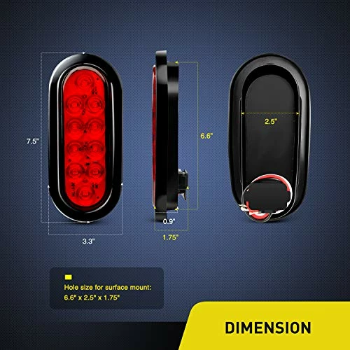 Cheapest ???? TL-01 6" Oval Red LED Tail 2PCS W/Surface Mount Grommets Plugs IP65 Waterproof Stop Brake Turn Trailer Lights For RV Truck Jeep, 2 Years Warranty ⭐ 4 Cheapest ???? TL-01 6" Oval Red LED Tail 2PCS W/Surface Mount Grommets Plugs IP65 Waterproof Stop Brake Turn Trailer Lights For RV Truck Jeep, 2 Years Warranty ⭐ - Image 2