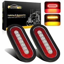Discount ✔️ 2 Pcs 6" Inch Oval Truck Trailer Led Tail Stop Brake Lights Taillights Running Red And Amber Parking Turn Signal Lights, Sealed 6 Inch Oval Led Trailer Tail Lights W Reflectors Flush Moun ????