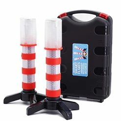 Buy ???? 2 LED Emergency Road Flares Red Roadside Beacon Safety Strobe Light Warning Signal Alert Magnetic Base And Upright Stand In Solid Storage Case For Car Marine Vehicles Trucks ????