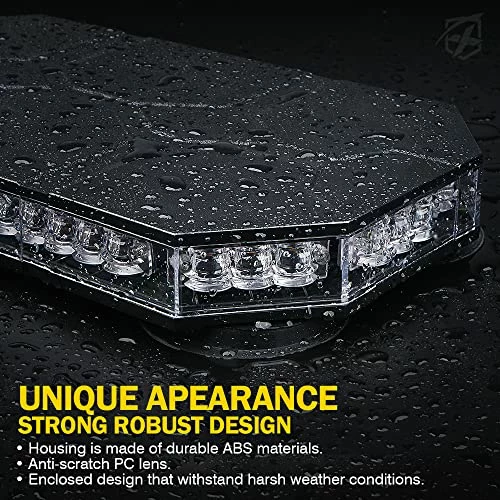 Best Pirce ???? LED Rooftop Strobe Beacon Lights Bar, Magnetic Mount Emergency Traffic Security Warning Caution Flashing Plow Light, For Construction Vehicles Tow Trucks Snowplow Postal Cars - White Amb ???? 4 Best Pirce ???? LED Rooftop Strobe Beacon Lights Bar, Magnetic Mount Emergency Traffic Security Warning Caution Flashing Plow Light, For Construction Vehicles Tow Trucks Snowplow Postal Cars - White Amb ???? - Image 2