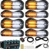 Brand new ???? 8pcs Ultra Slim Sync Feature Car Truck Surface Mount Emergency Hazard Warning Strobe Light With Strobe Controller And Wiring Harness (Amber & White) ???? -Govee-shop 61GYy9Fw2TL