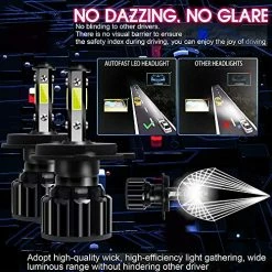Best deal ???? H4 9003 HB2 LED Headlight Bulbs, Headlights Conversion Kit 6500K Cool White Light High Low Beam, 4 Side COB Chip Halogen Replacement Super Bright, Pack Of 2 ⭐ -Govee-shop 61iQpAYn79L