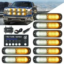 Top 10 ???? LED Surface Mount Strobe Lights Kit, White Amber Grill Grille Emergency Warning Flashing Marker Light Warning Light Assemblies For Trucks Vehicles ATV RV Cars Van - 8PCS ???? -Govee-shop 61ibJKECjGL. AC